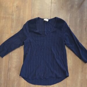 Women's Navy V-Neck Top